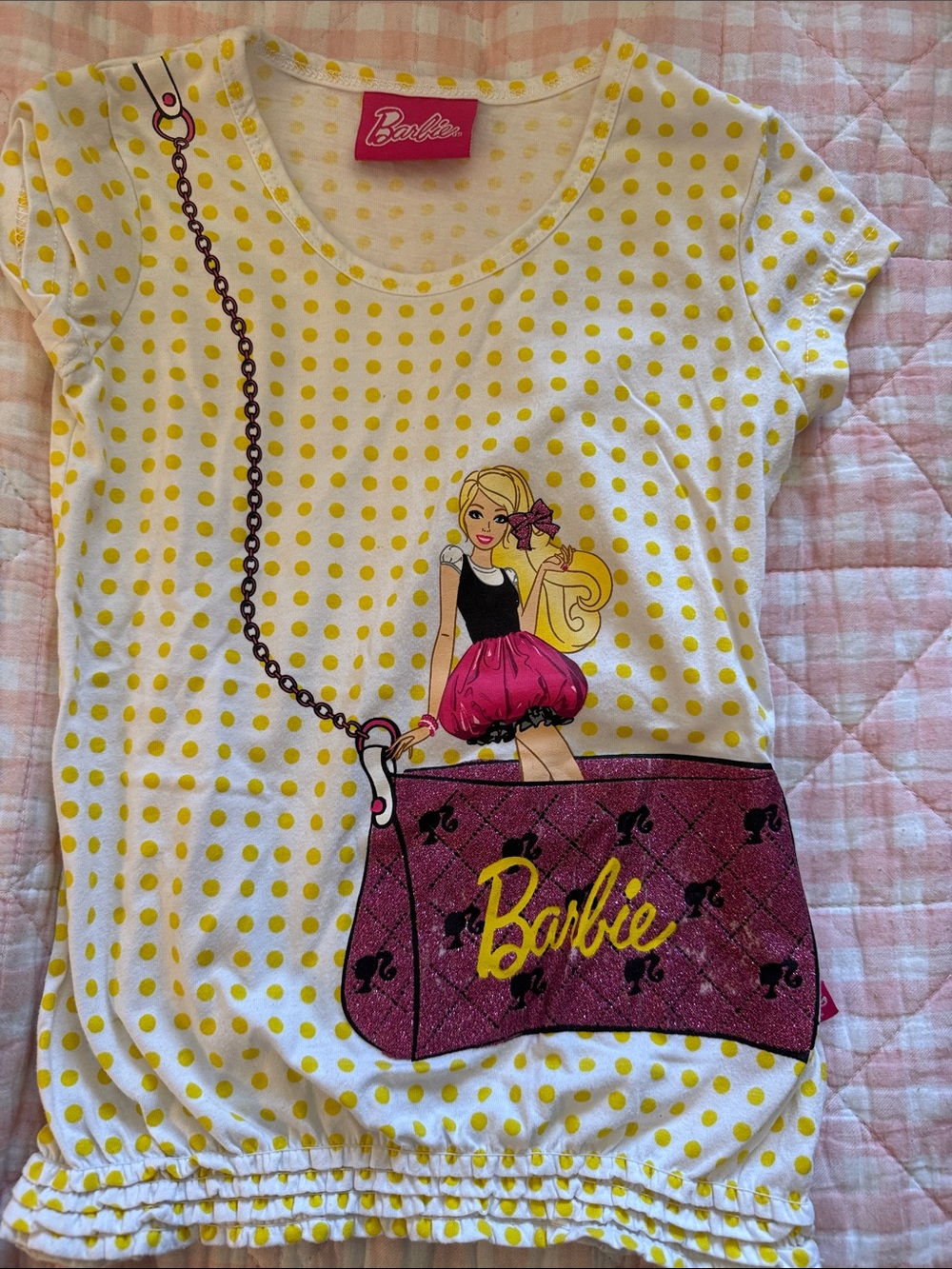 Barbie short sleeve top size 6 girls EUC
